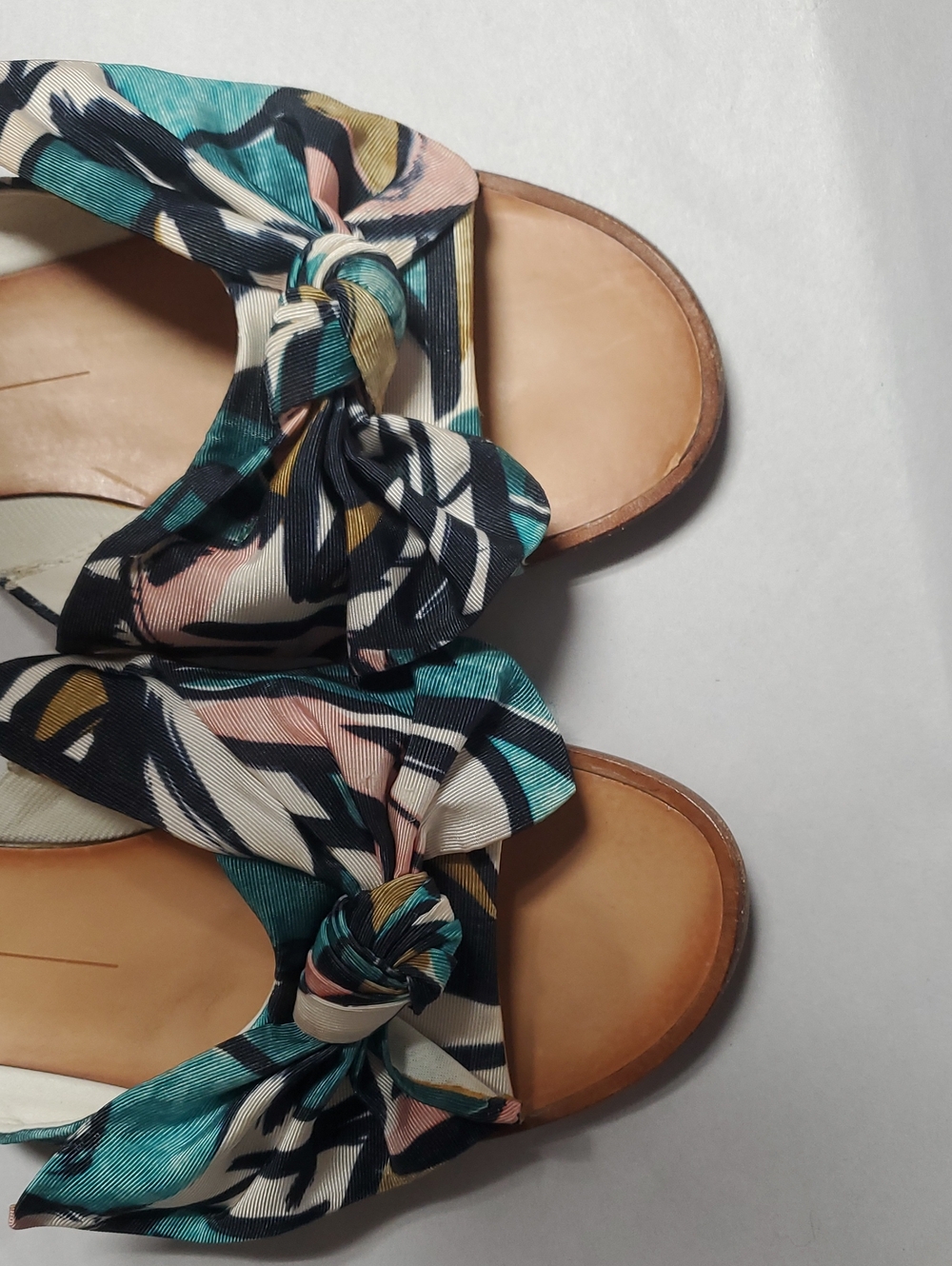 Dolce Vita Parin Teal & Pink Knot Bow Slide Sandals Size 9 Tropical Resortwear - Picture 9 of 14